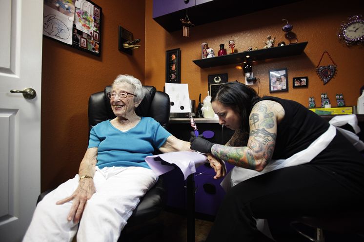 Old tattooed granny