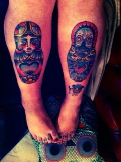 Russian doll tattoo legs