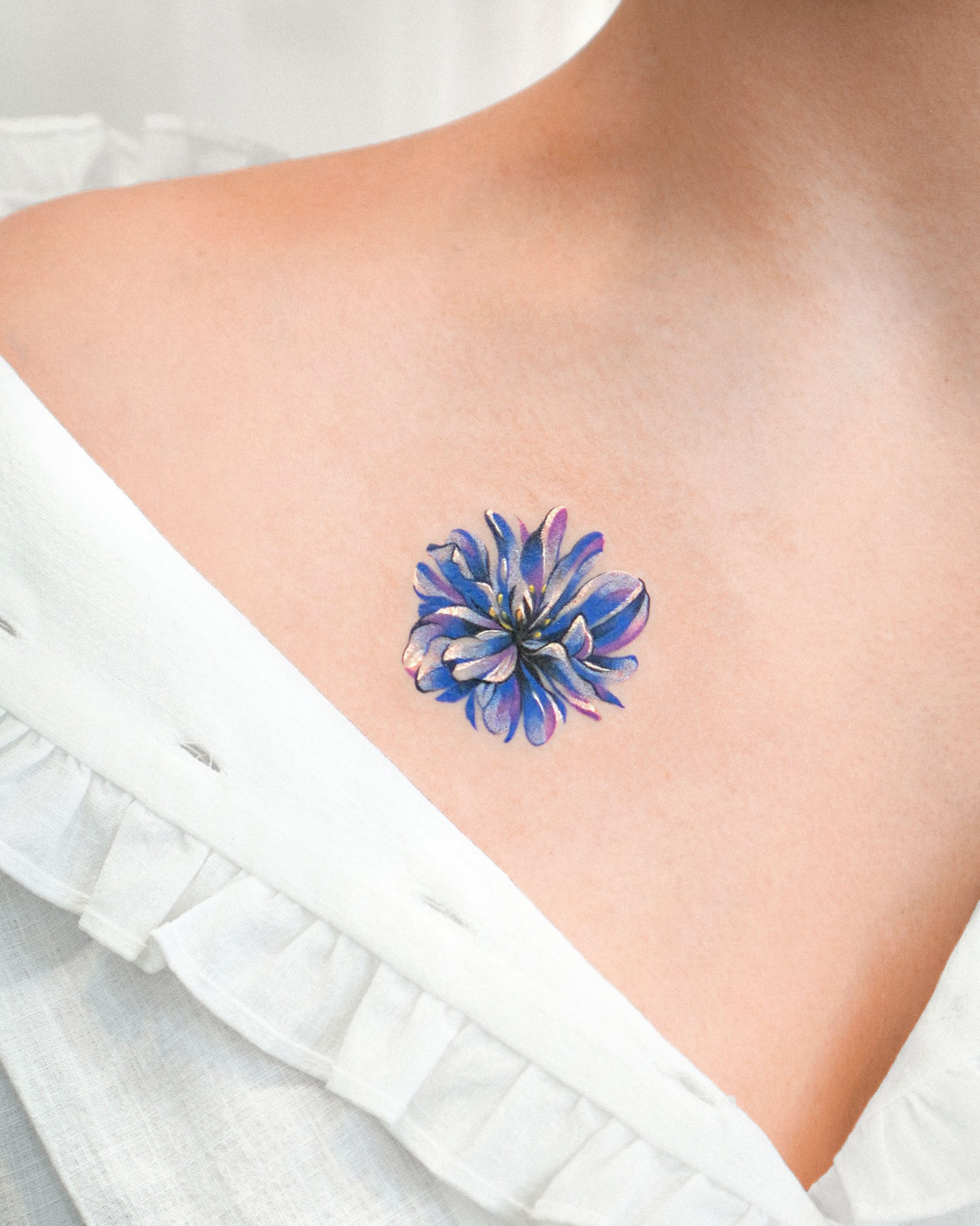 Tattoo uploaded by DIM DIM • VASILYOK #knapweed #cornflower #flower  #fieldwlower #blueandgrey • Tattoodo