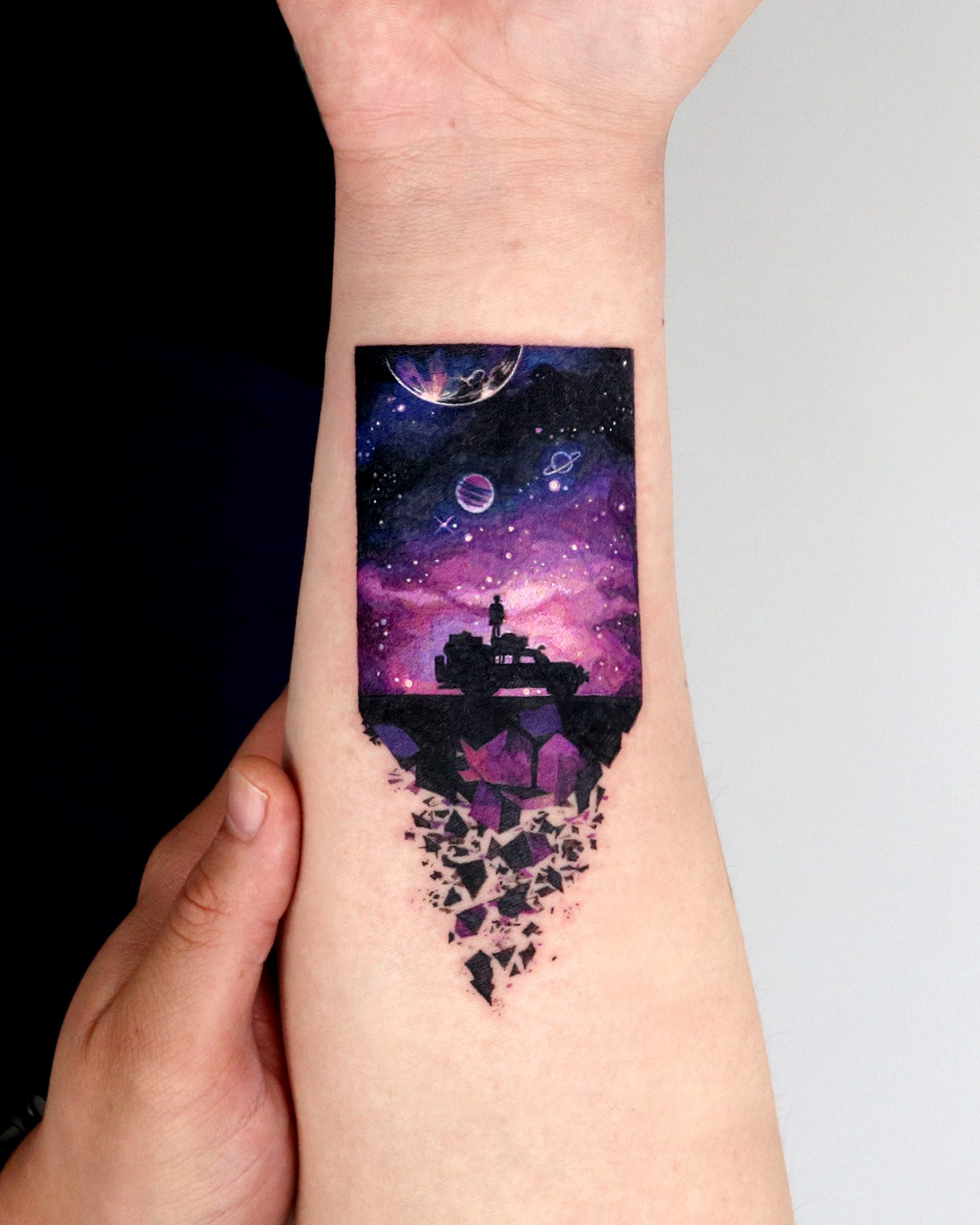 Persus Watercolor Astronaut Galaxy Space Astronomy Temporary Tattoo   MyBodiArt