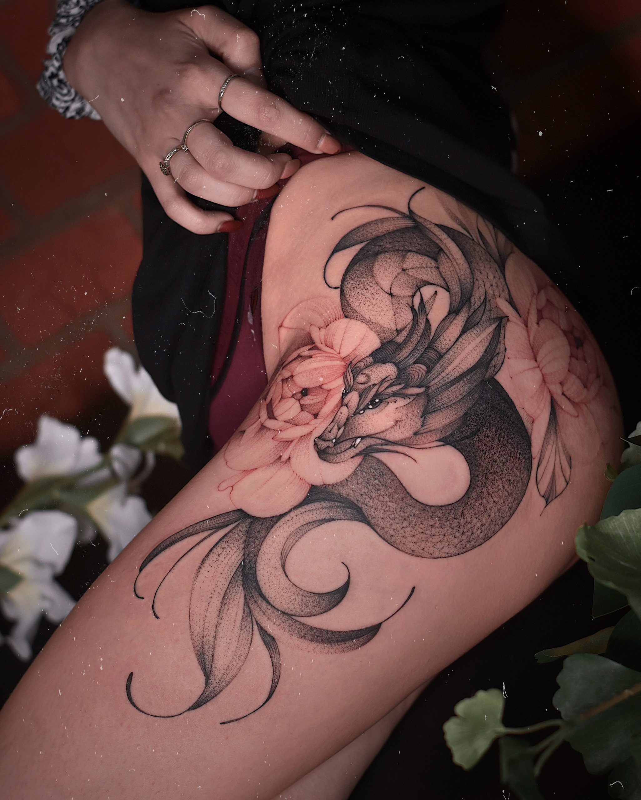Tattoo tagged with ching neo japanese big dragon thigh facebook  twitter mythology  inkedappcom