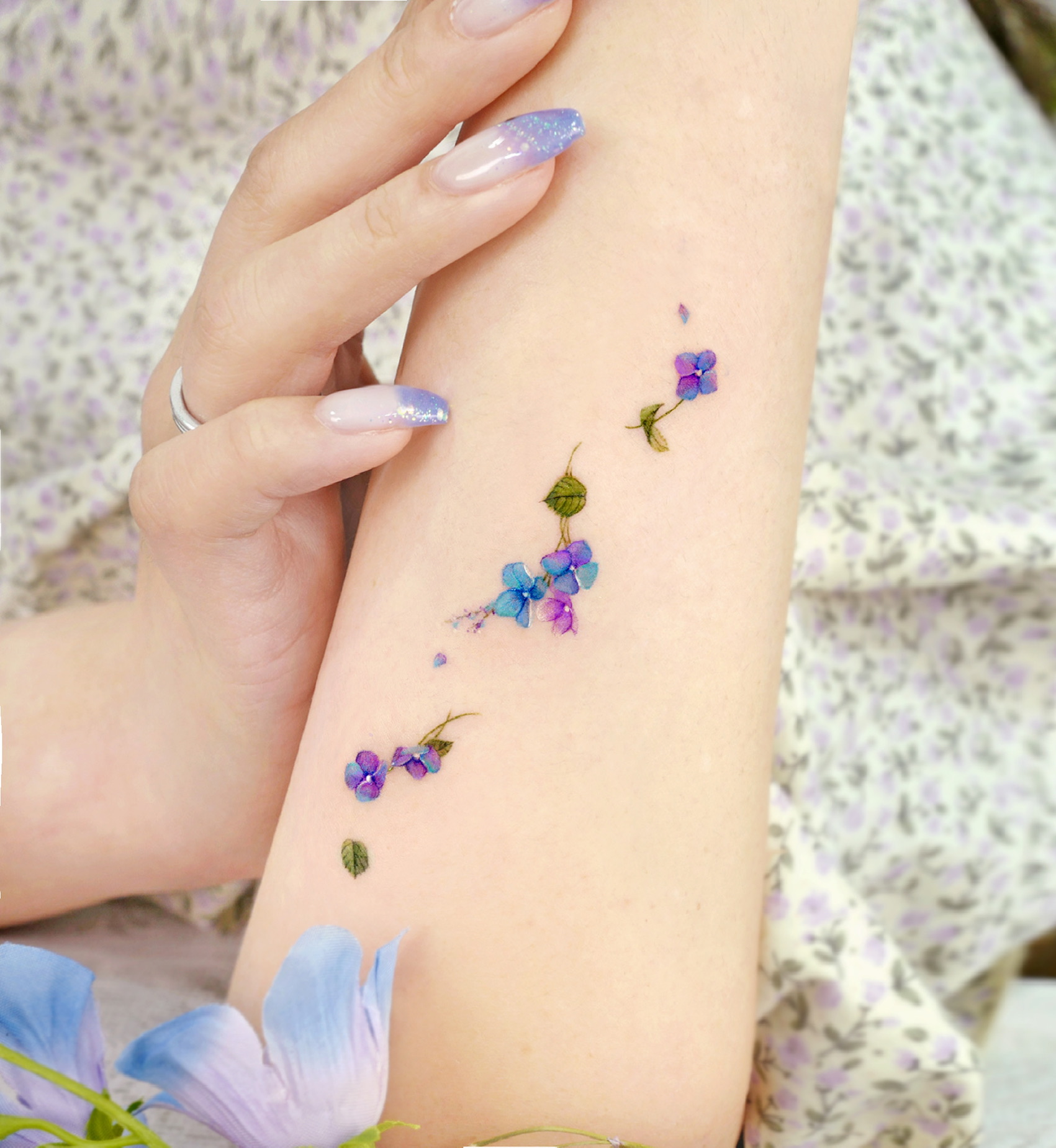 Tattoo tagged with small feminine cute blue flower  inkedappcom