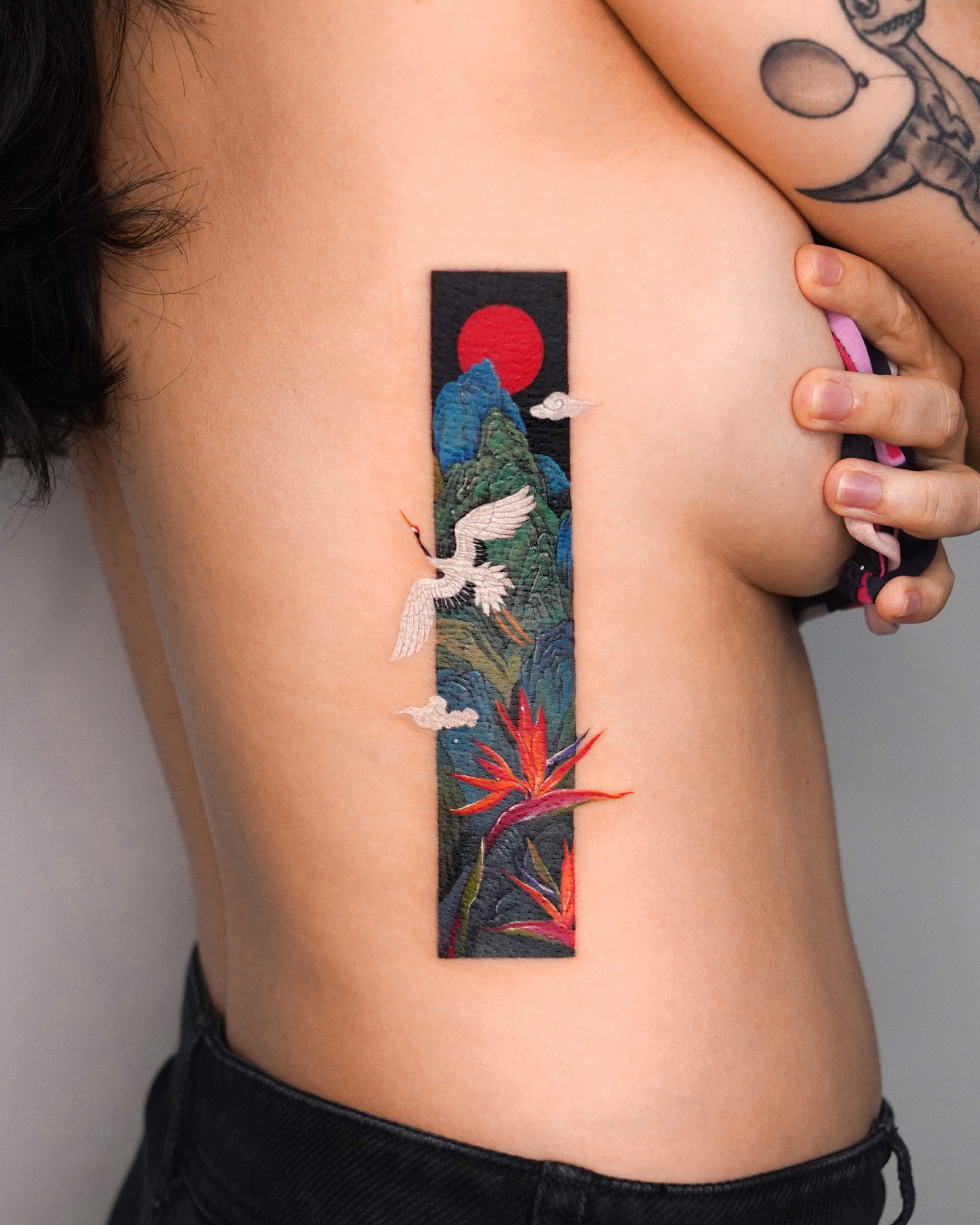 Cristina Tiger Ramos on Instagram Antique Japanese landscape inspired  34 sleeve Diggin this type of illustration a lot     blackandgraytattoo sleevetattoo