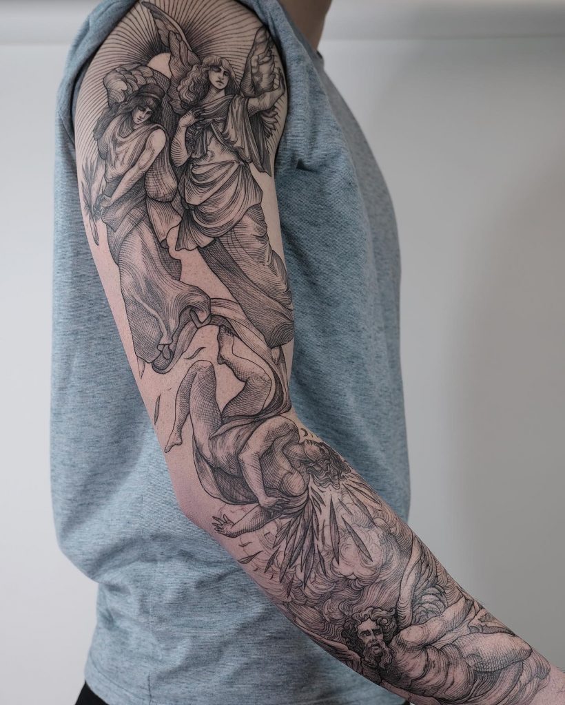 Greek sleeve tattoo