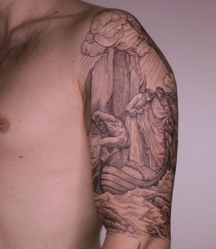 Mythological arm tattoo